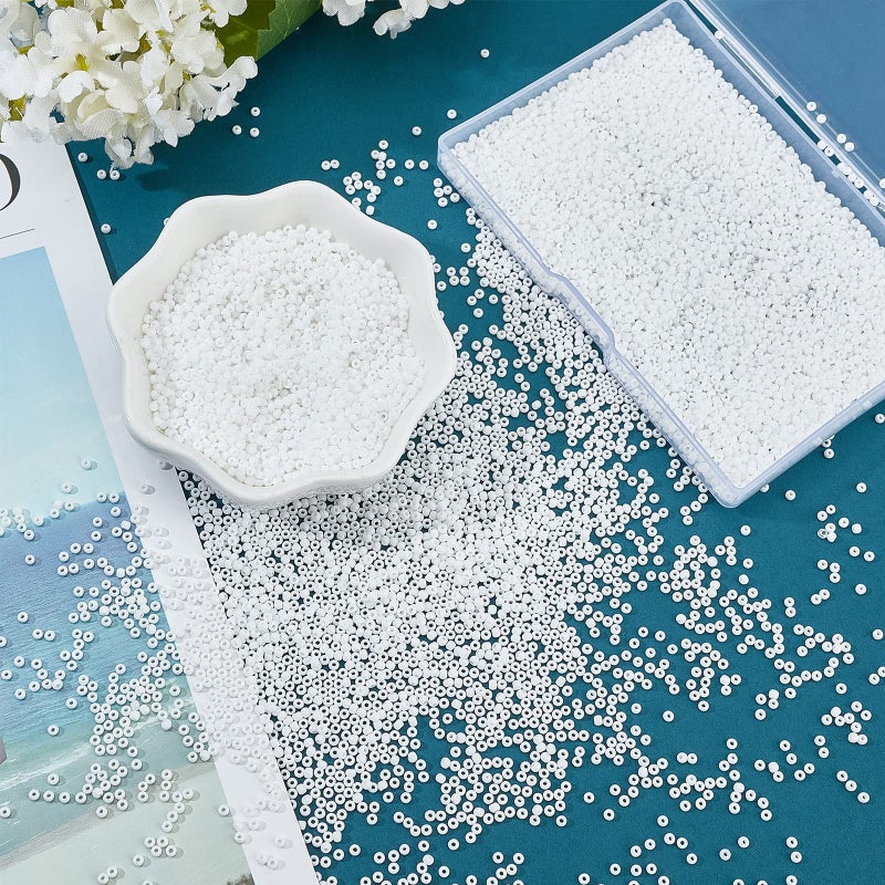 PH PandaHall PandaHall Elite 6000 Pcs 11/0 Glass Seed Beads Opaque White Round Pony Bead Waist Beads Mini Spacer Beads Diameter 2mm for Bracelet Jewelry Making - Image 3